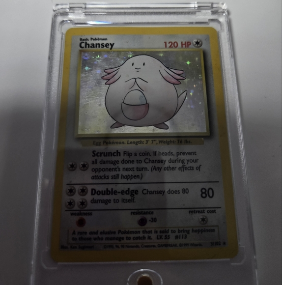 chansey holographic pokemon card - (3) - Base Set 2 players build decks around their favorite Pokemon and then play against each other Extremely Rare: Old Back Pokémon